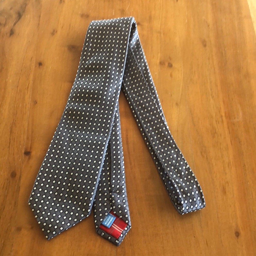 Haines & Bonner‎ London 100% Silk Handmade Tie Gray, Navy & Cream - EUC